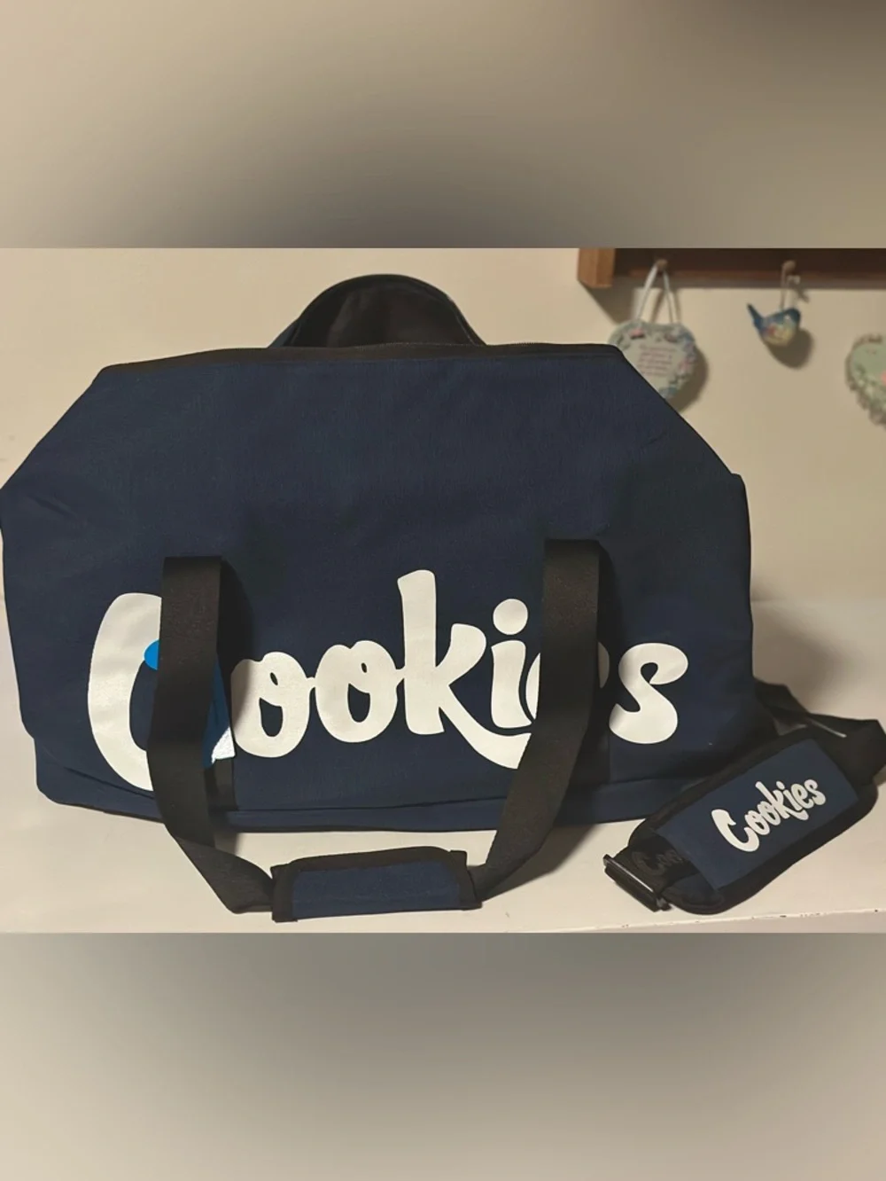 Cookies Navy Storage Duffel Bag with White Logo
